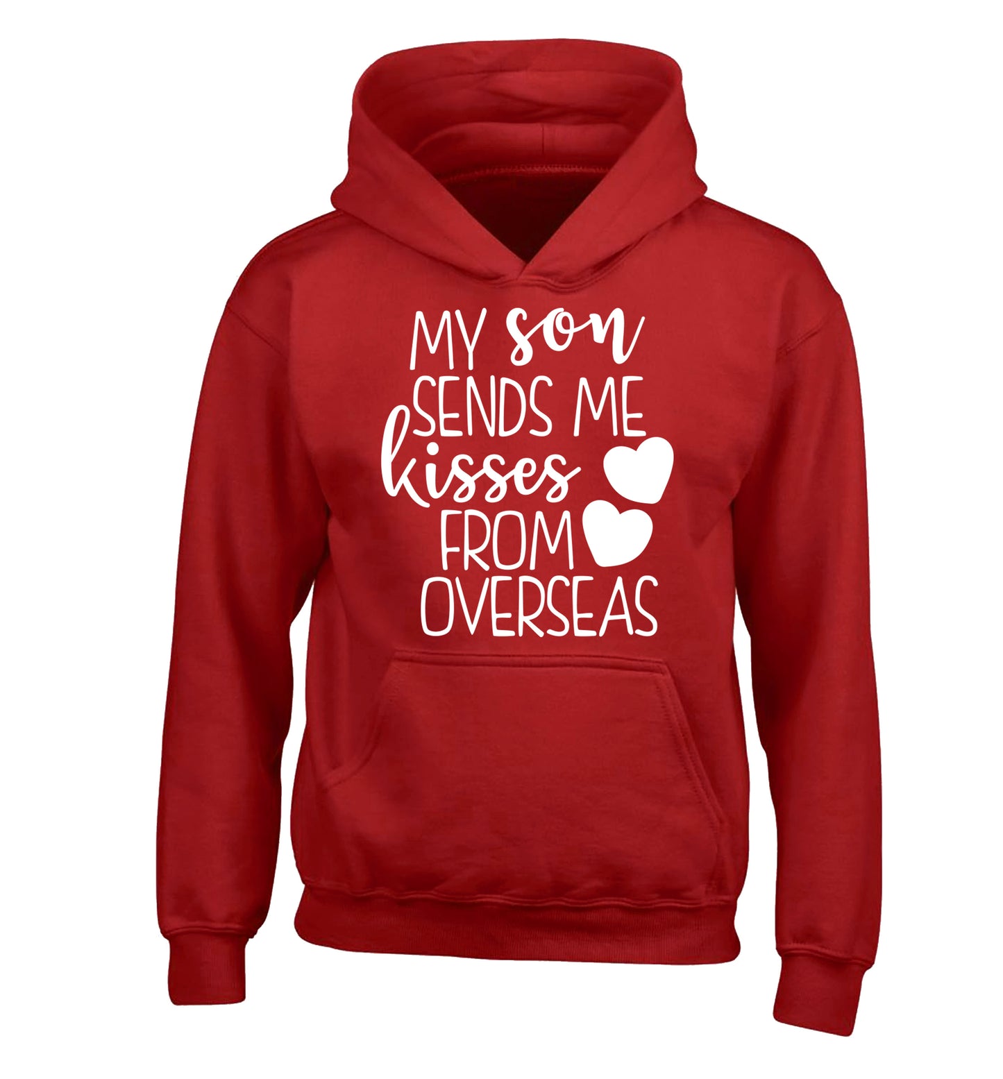 My son sends me kisses from overseas children's red hoodie 12-13 Years