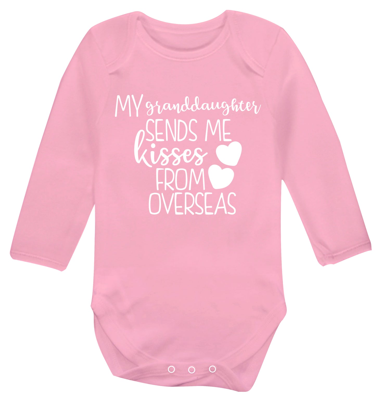 My granddaughter sends me kisses from overseas Baby Vest long sleeved pale pink 6-12 months