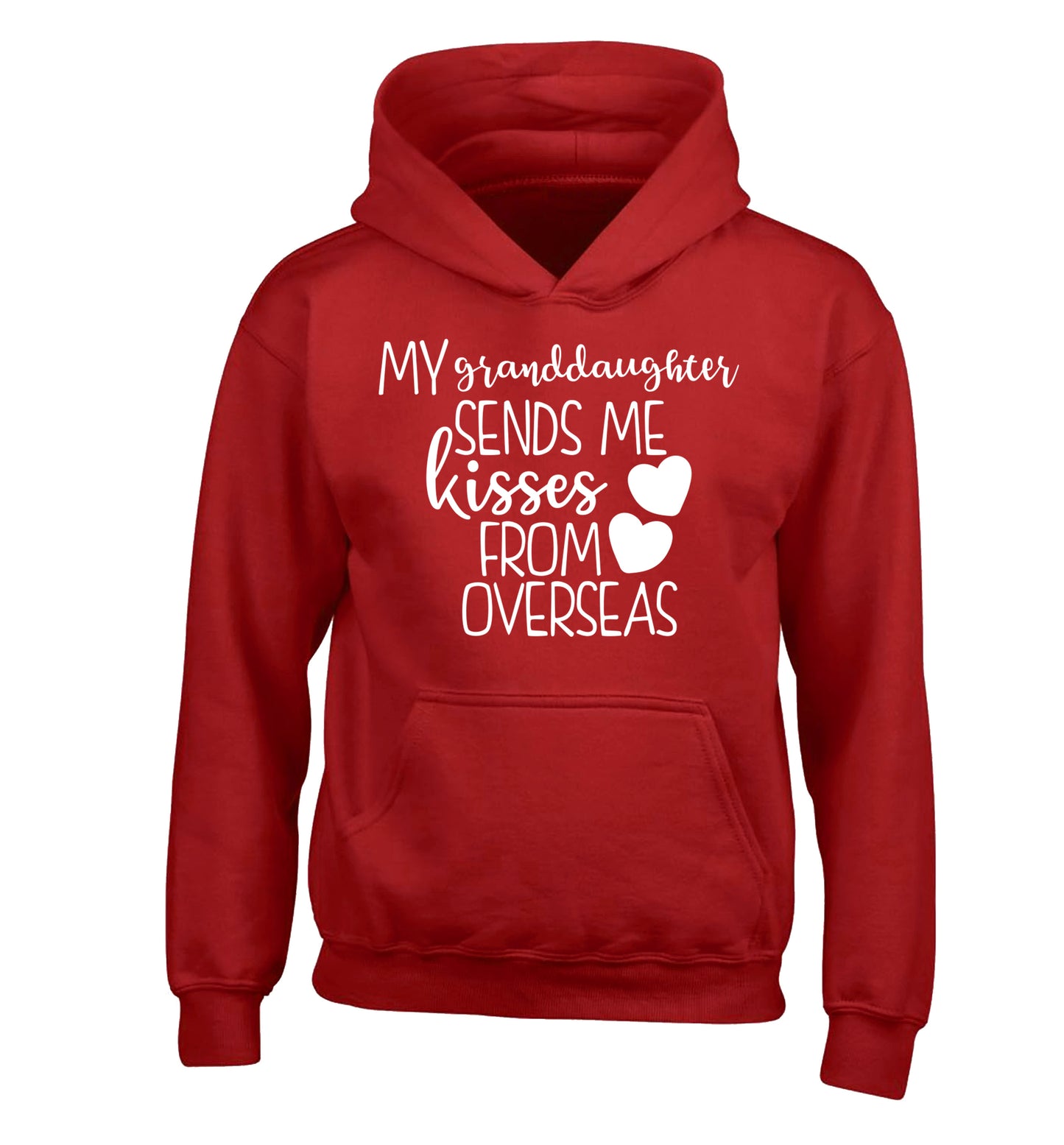 My granddaughter sends me kisses from overseas children's red hoodie 12-13 Years