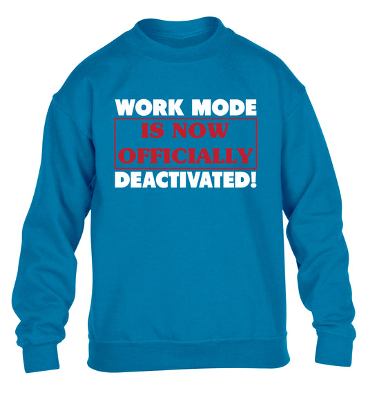 Work mode is now officially deactivated children's blue sweater 12-13 Years