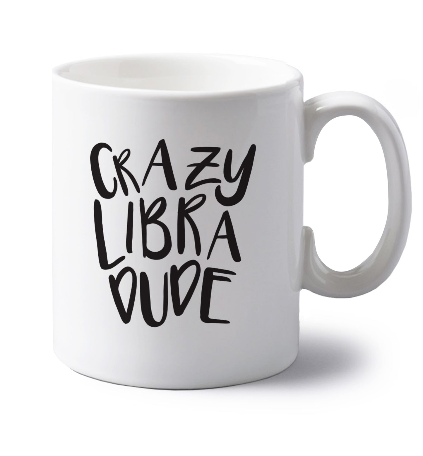 Crazy libra dude left handed white ceramic mug