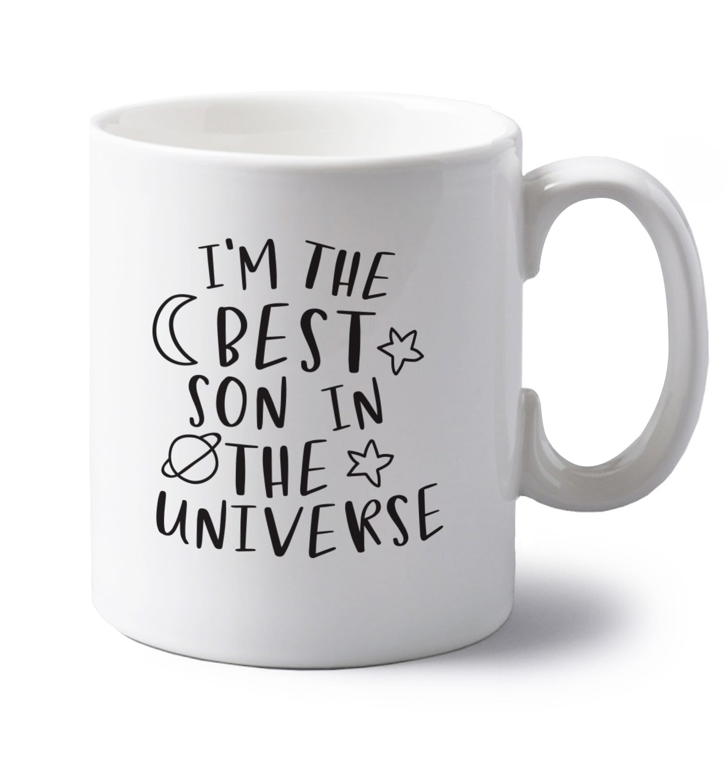 I'm the best son in the universe left handed white ceramic mug