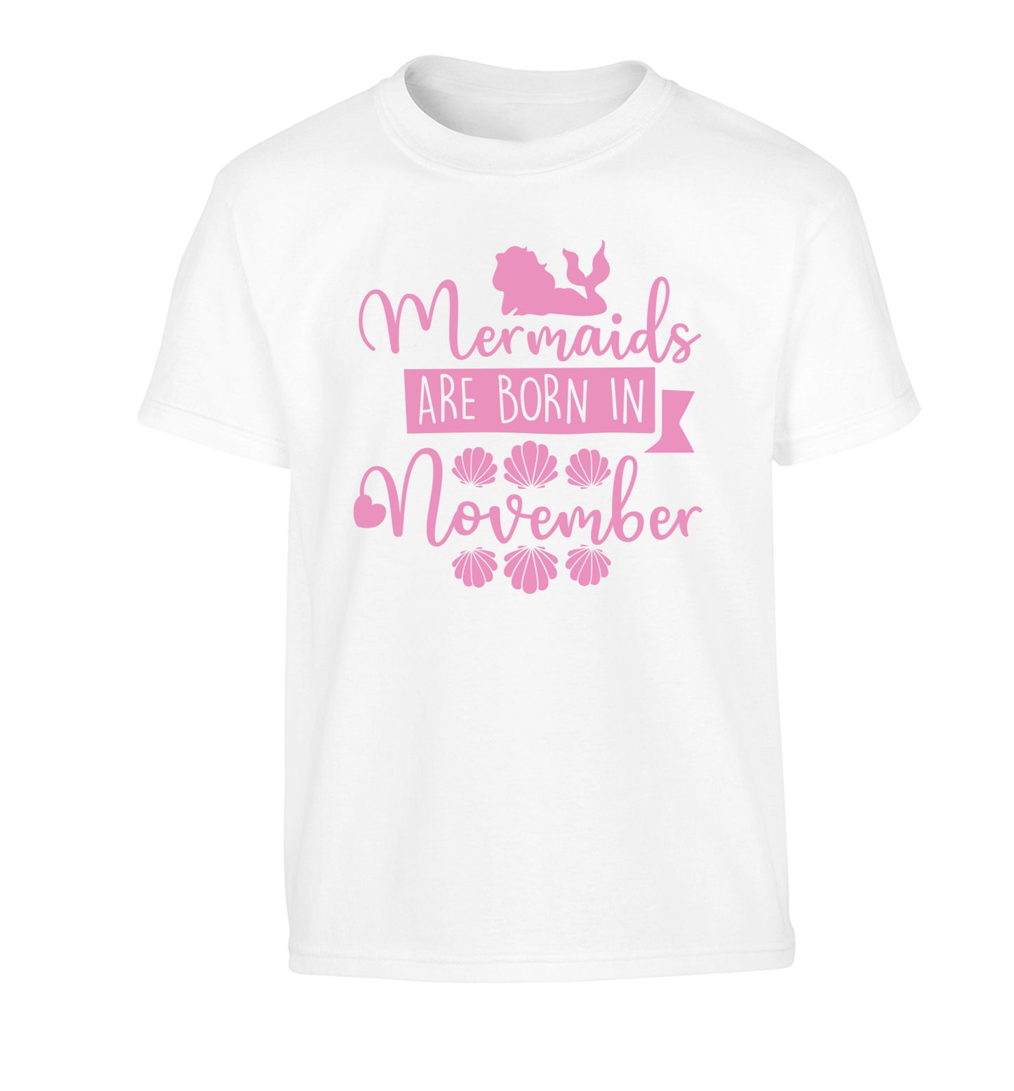 Mermaids are born in November Children's white Tshirt 12-13 Years