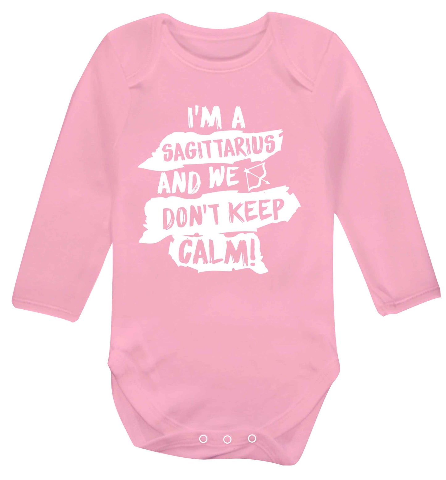 I'm a sagittarius and we don't keep calm Baby Vest long sleeved pale pink 6-12 months