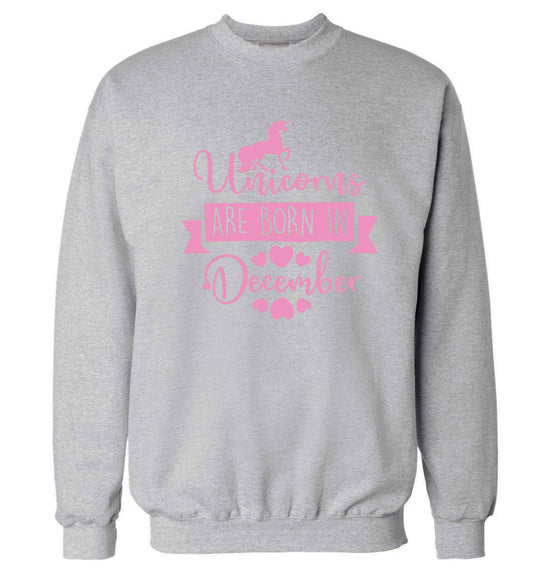 Unicorns are born in December Adult's unisex grey Sweater 2XL