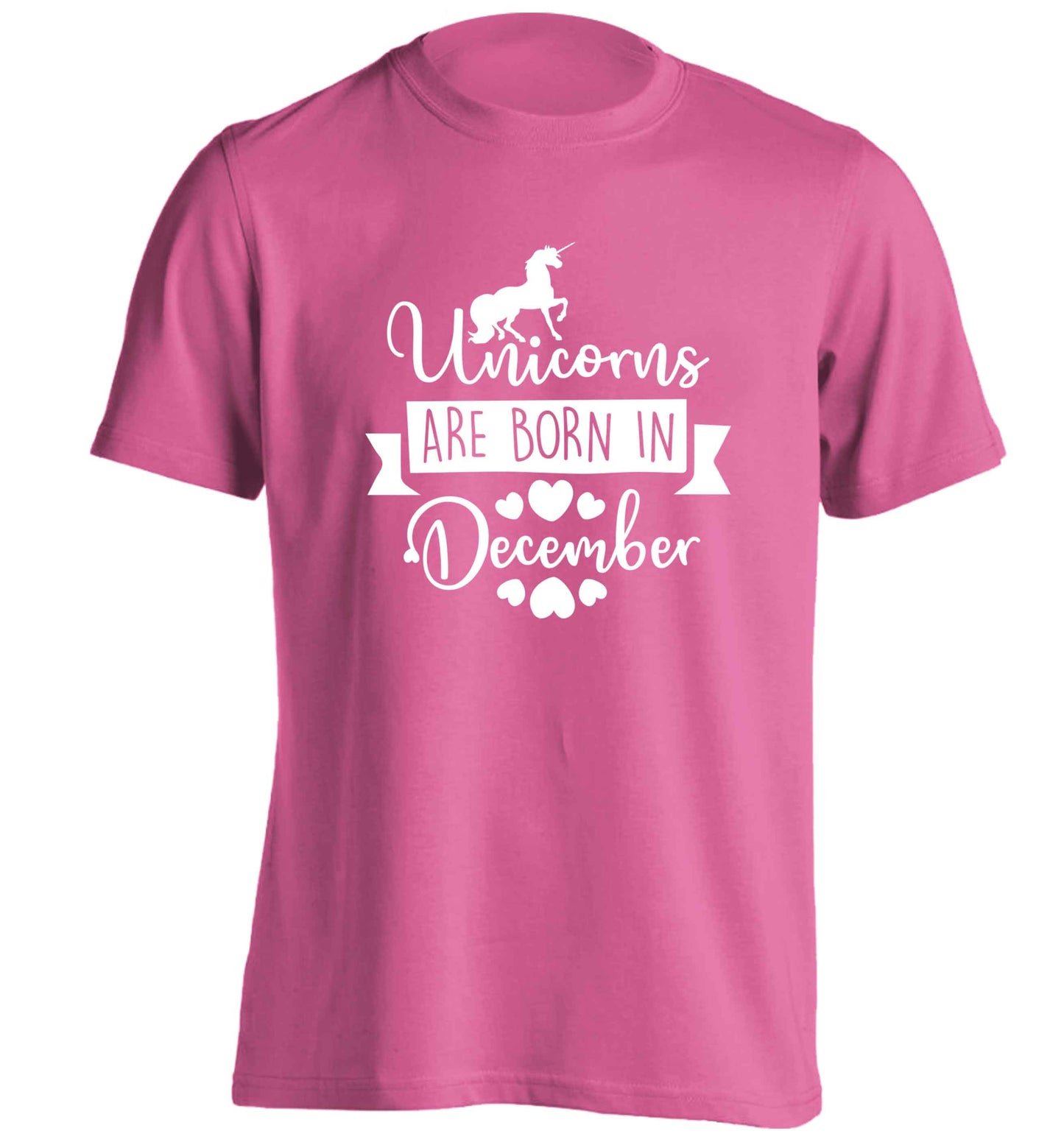 Unicorns are born in December adults unisex pink Tshirt 2XL