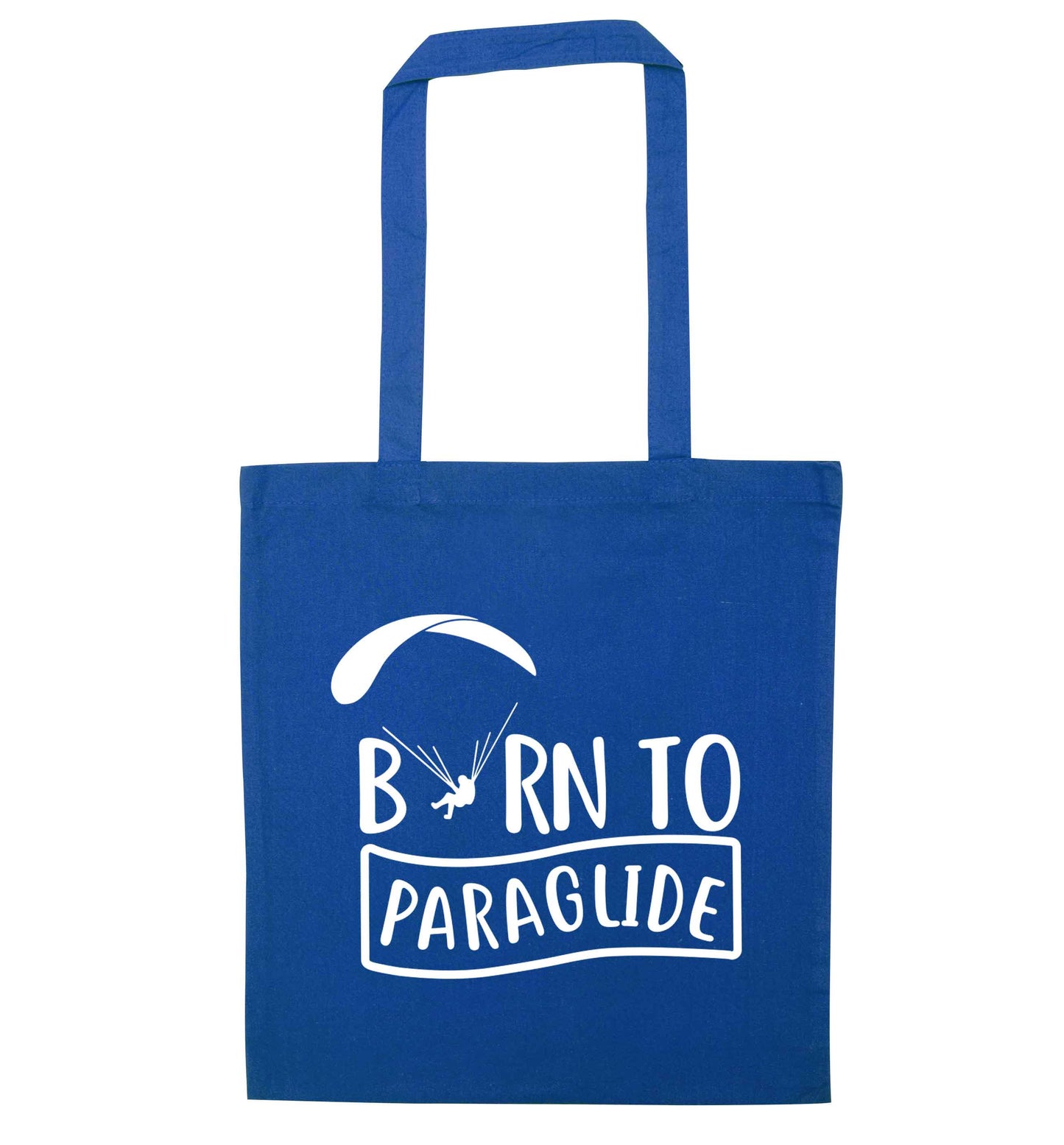 Born to paraglide blue tote bag