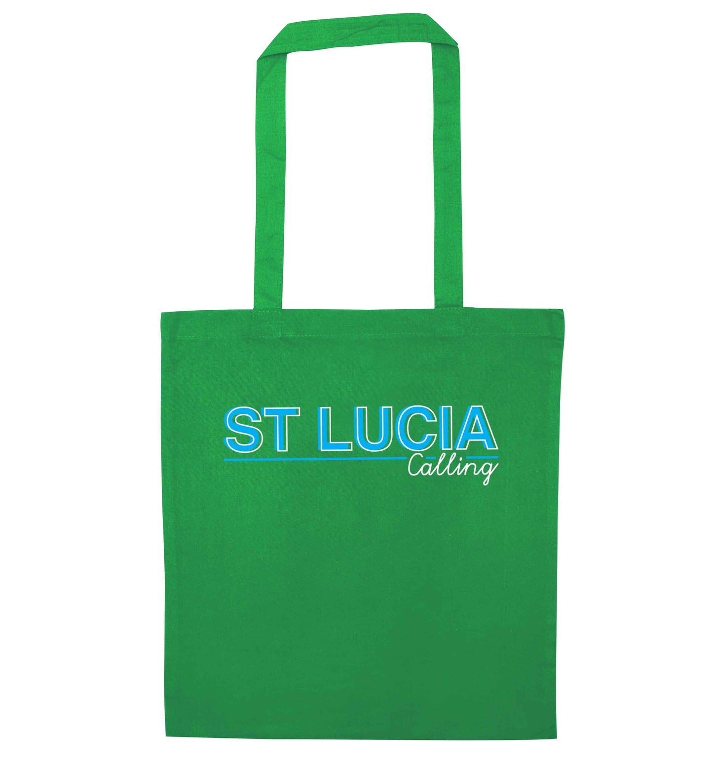 St Lucia calling green tote bag