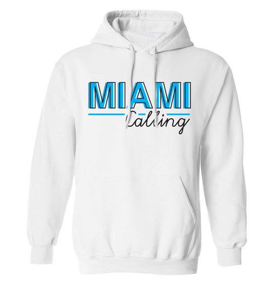 Miami calling adults unisex white hoodie 2XL