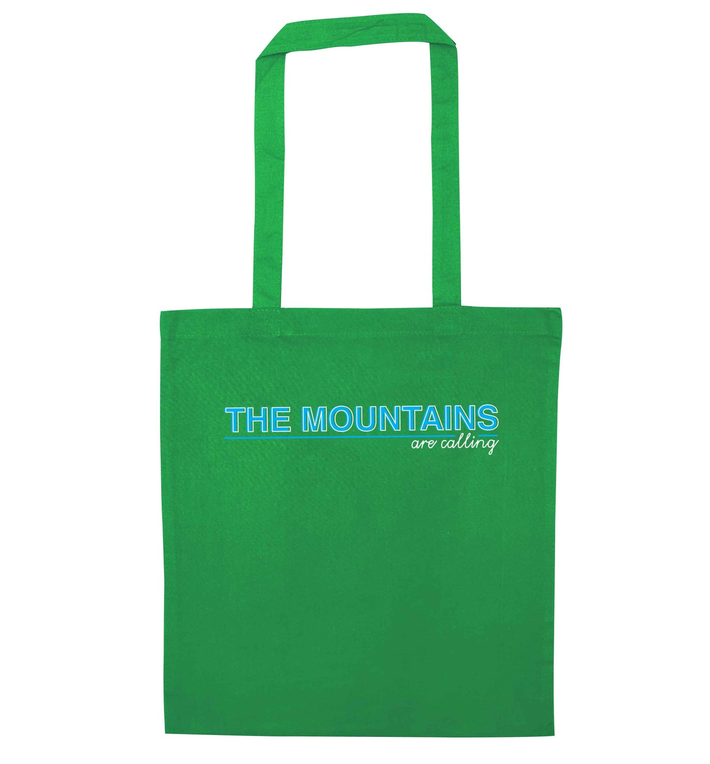 The mountains are calling green tote bag