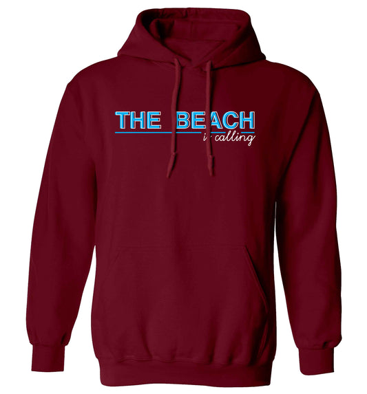The beach is calling adults unisex maroon hoodie 2XL