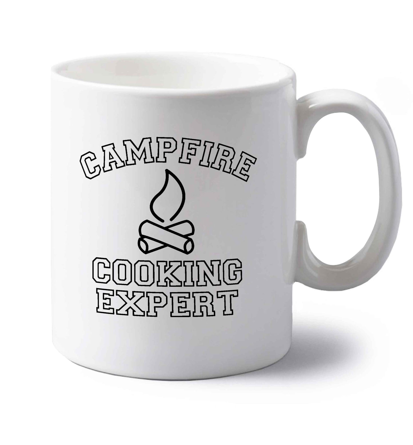 Campfire cooking expert left handed white ceramic mug