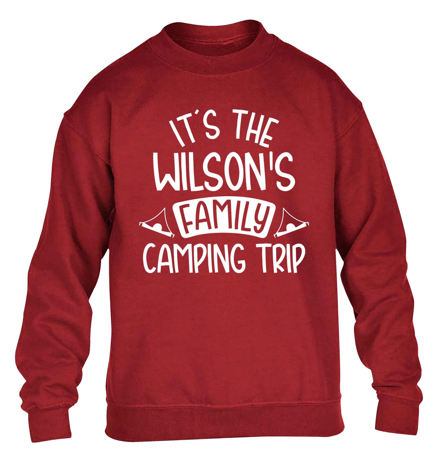 It's the Wilson's family camping trip personalised children's grey sweater 12-13 Years