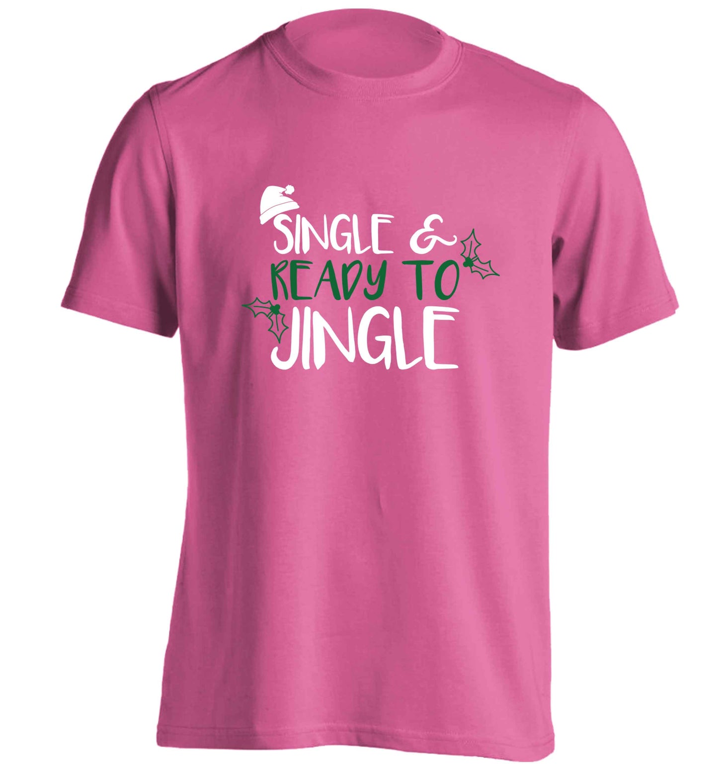 Single and ready to jingle adults unisex pink Tshirt 2XL