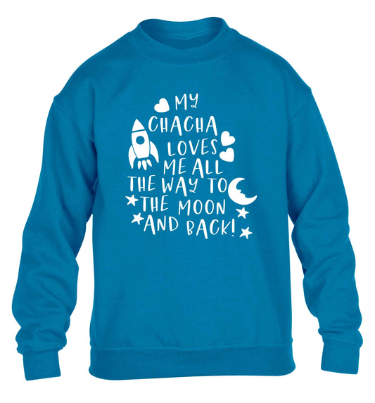 My chacha loves me all the way to the moon and back children's blue sweater 12-13 Years