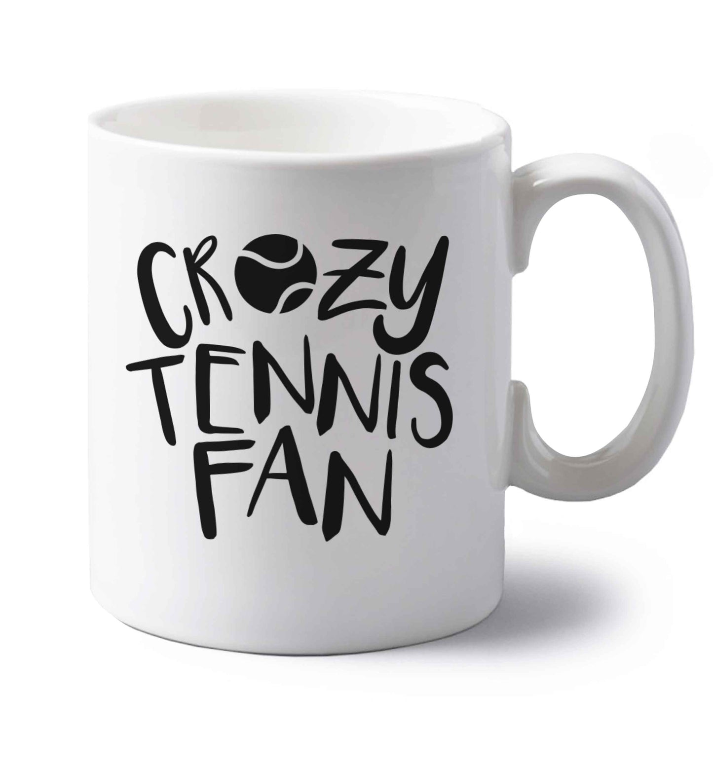Crazy tennis fan left handed white ceramic mug