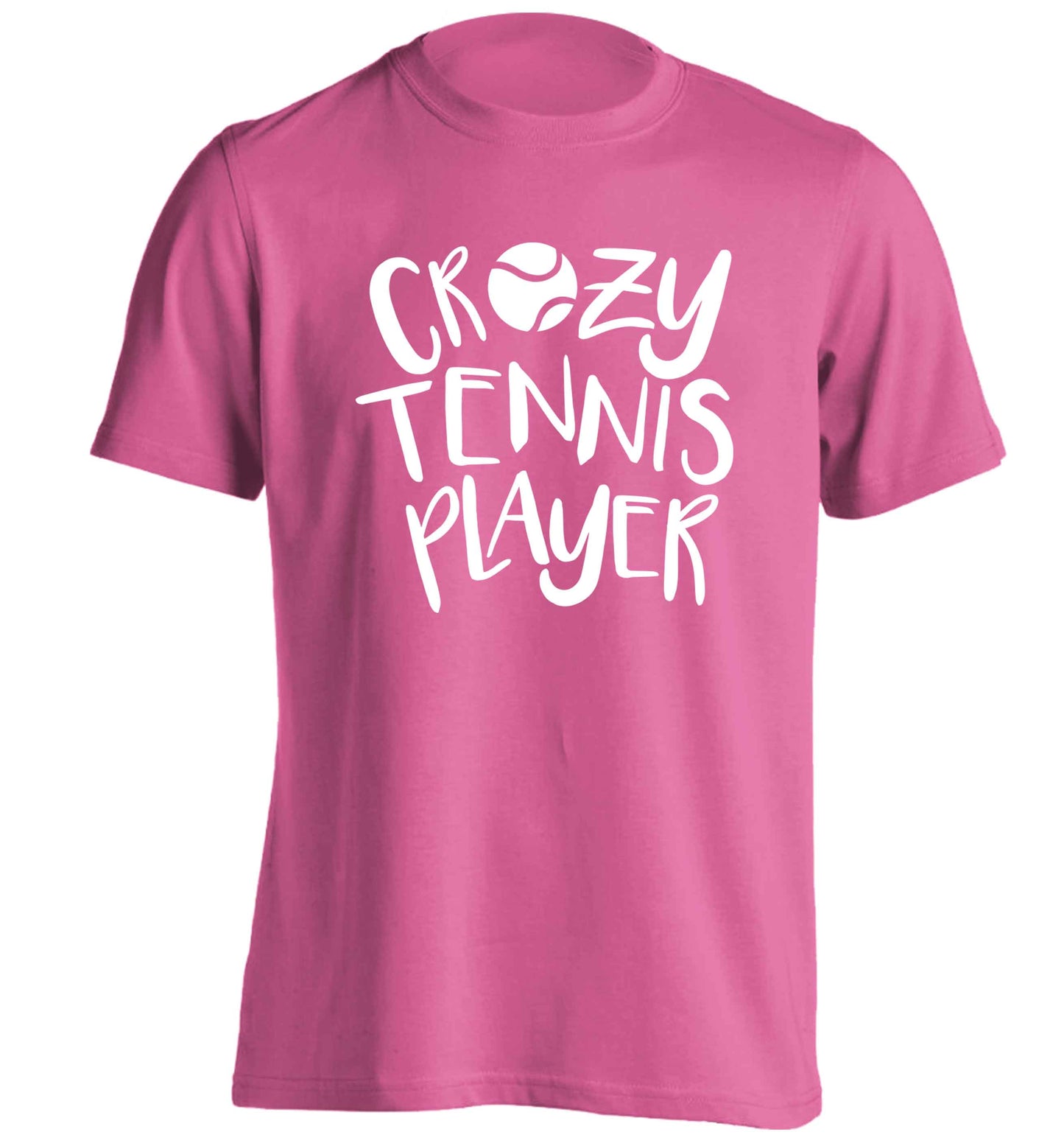 Crazy tennis player adults unisex pink Tshirt 2XL