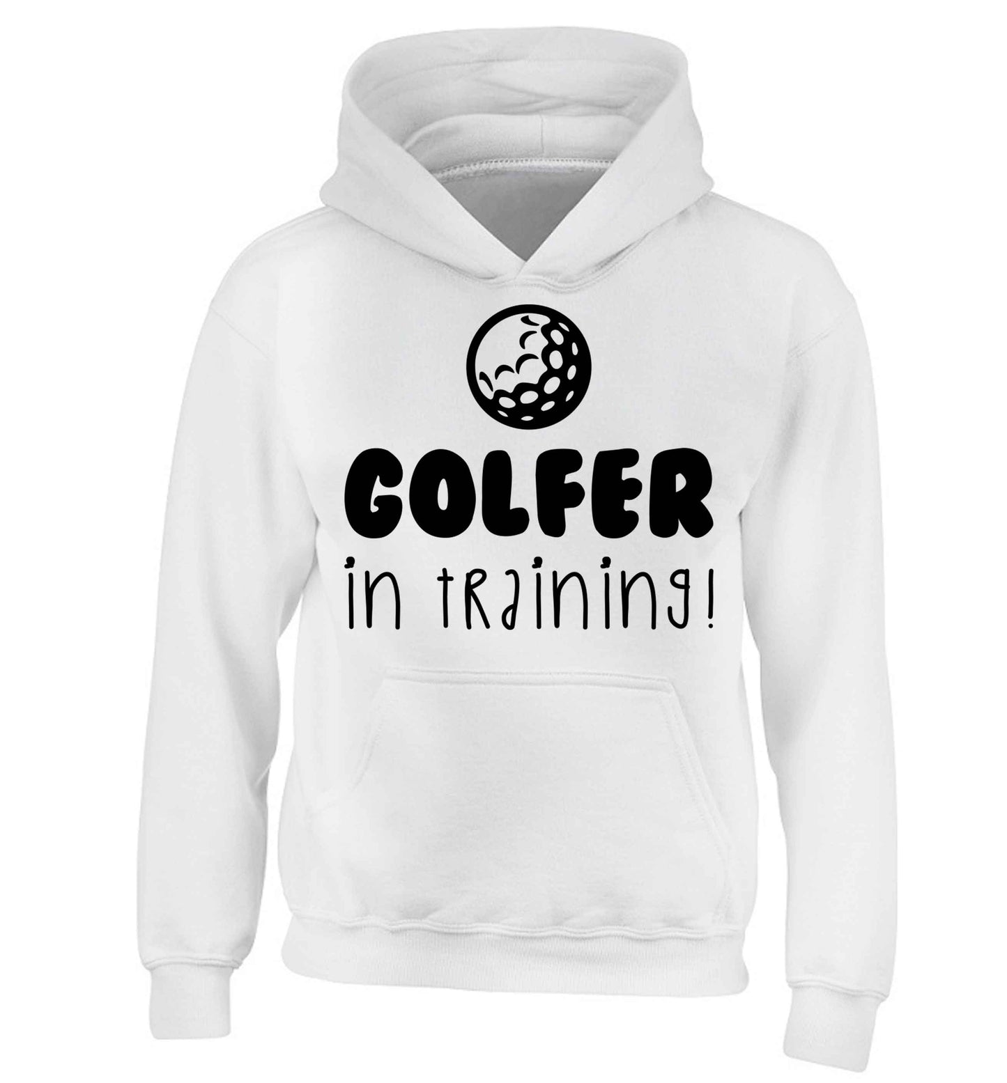 Golfer in training children's white hoodie 12-13 Years