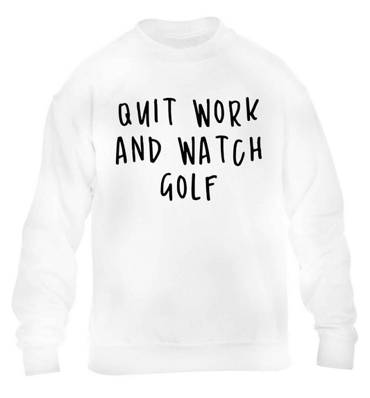 Quit work and watch golf children's white sweater 12-13 Years