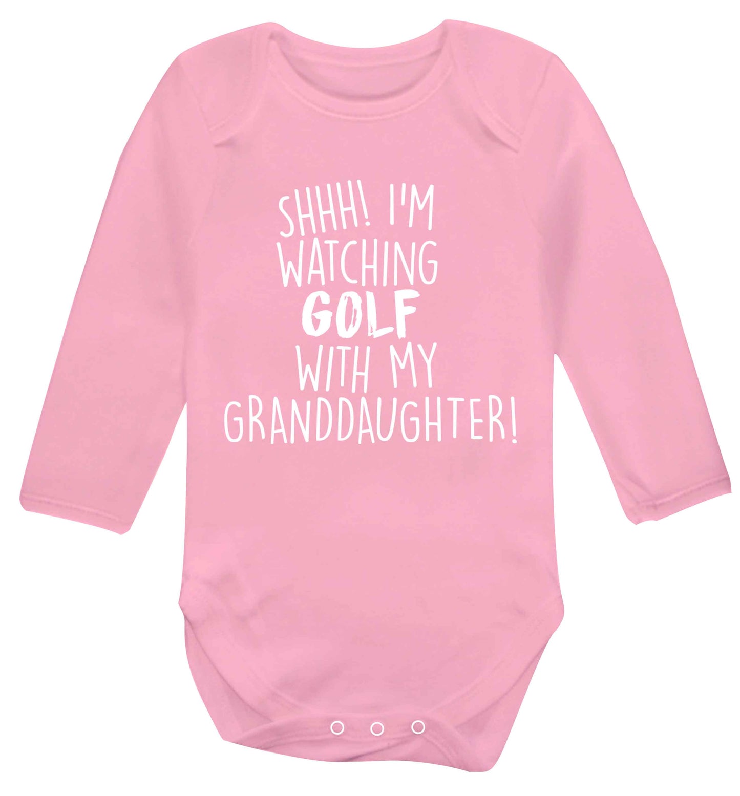 Shh I'm watching golf with my granddaughter Baby Vest long sleeved pale pink 6-12 months