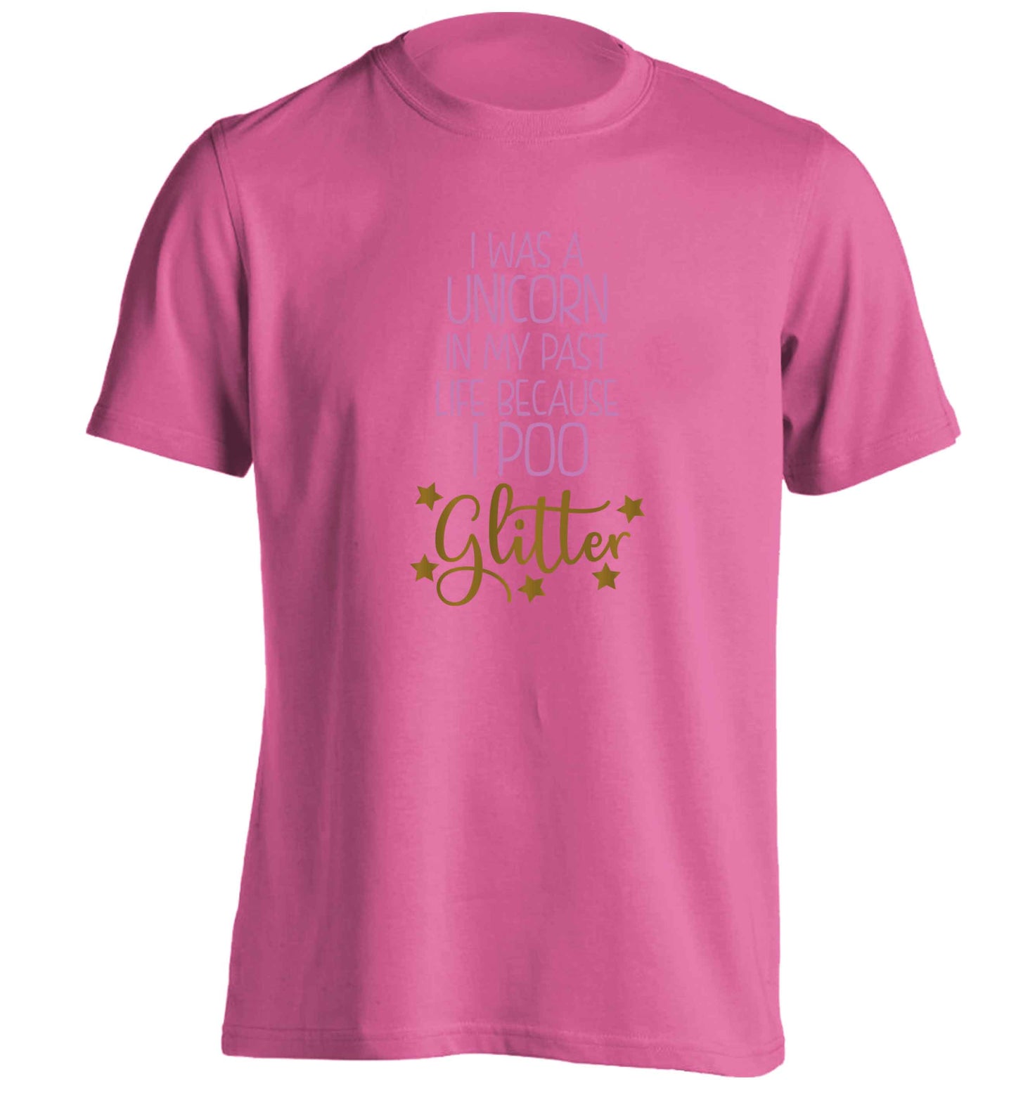 I was a unicorn in my past life because I poo glitter adults unisex pink Tshirt 2XL