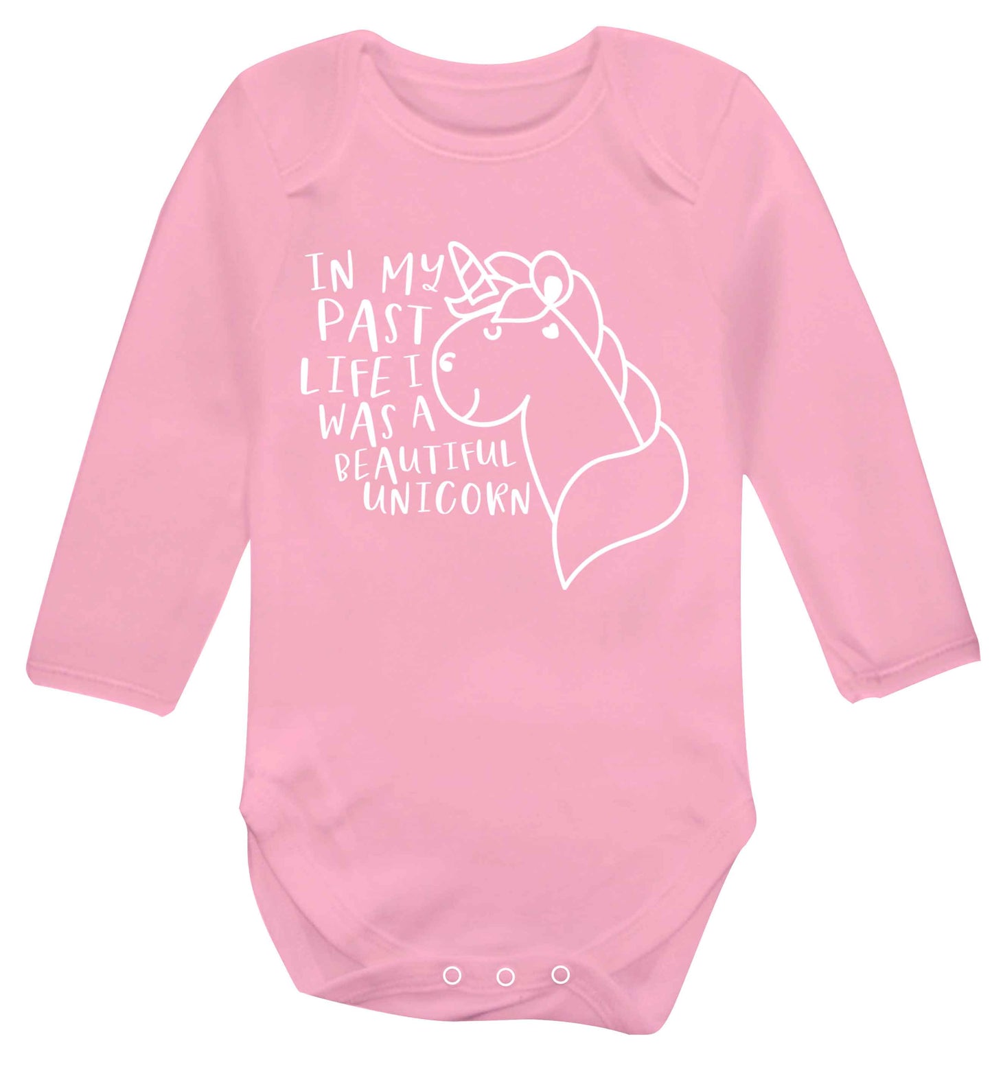 In my past life I was a beautiful unicorn Baby Vest long sleeved pale pink 6-12 months