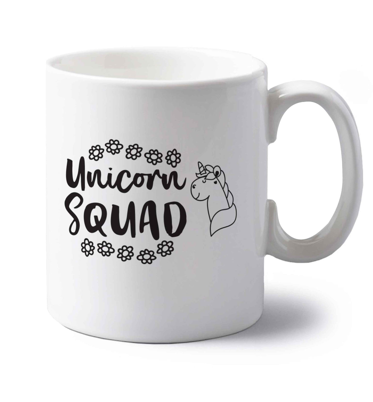 Unicorn Squad left handed white ceramic mug