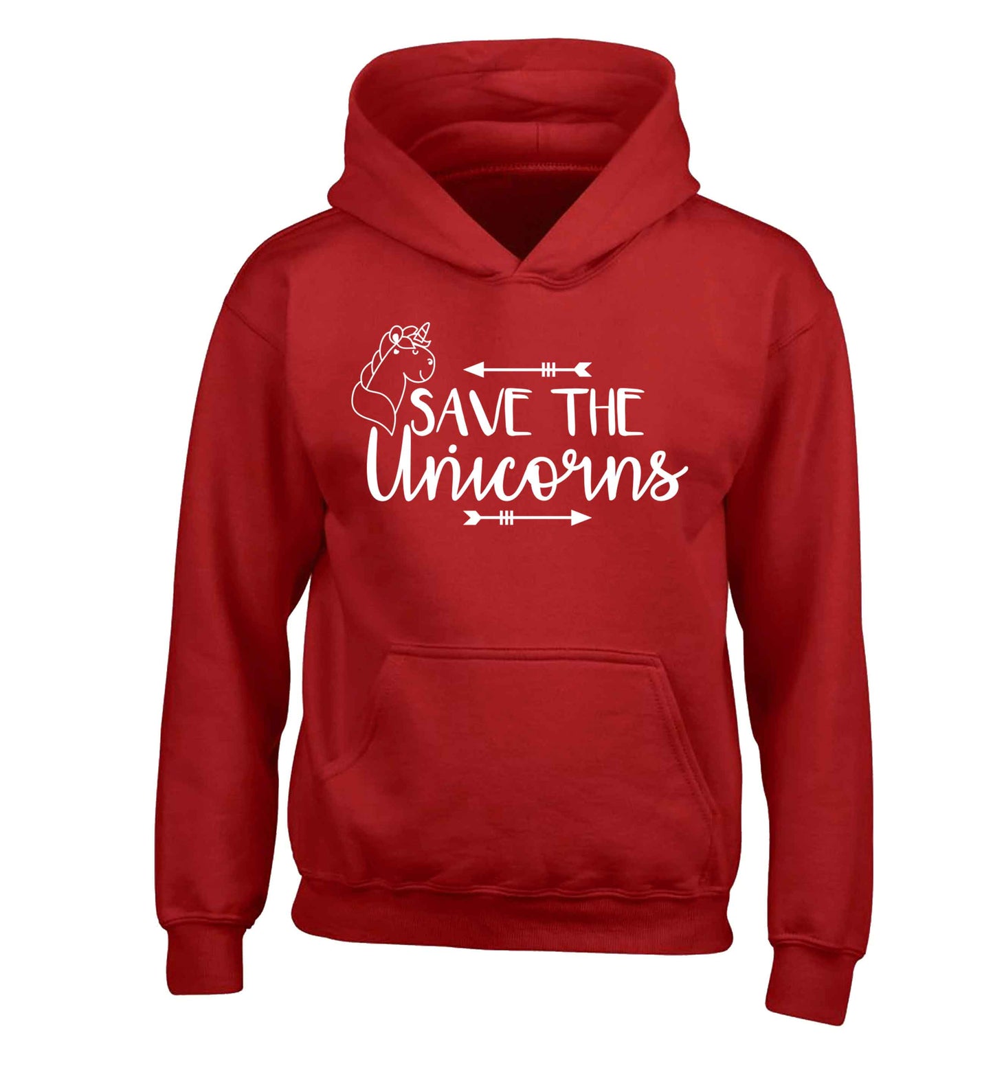 Save the unicorns children's red hoodie 12-13 Years
