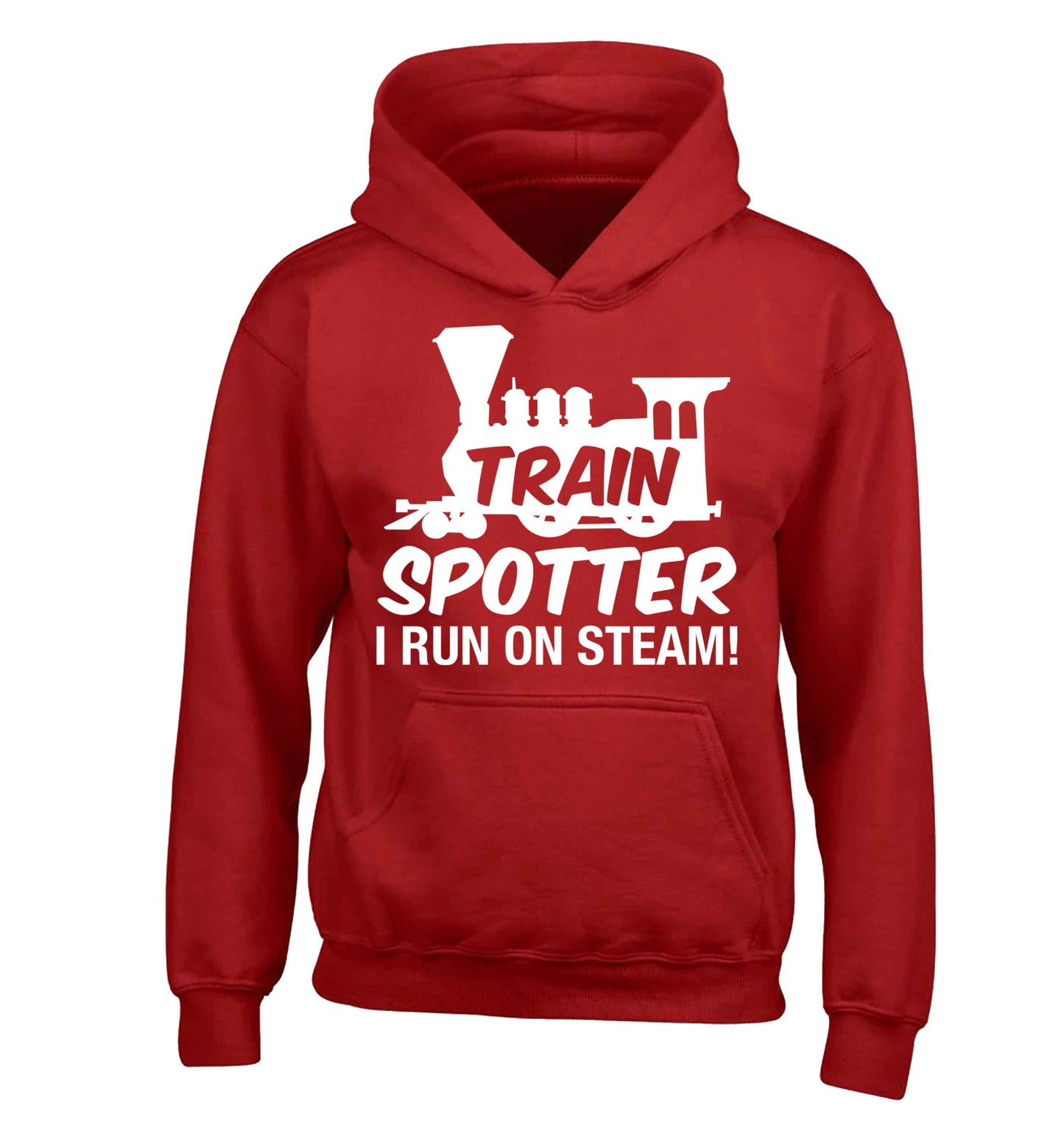 Train spotter I run on steam children's red hoodie 12-13 Years