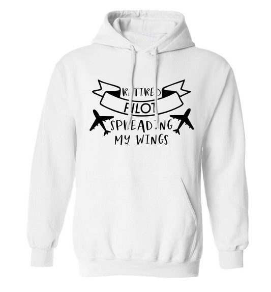 Retired pilot spreading my wings adults unisex white hoodie 2XL