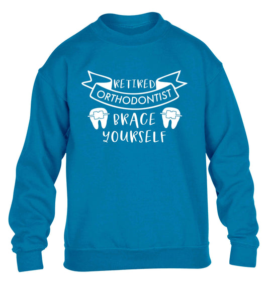 Retired orthodontist brace yourself children's blue sweater 12-13 Years