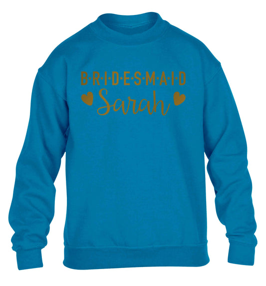 Personalised bridesmaid children's blue sweater 12-13 Years