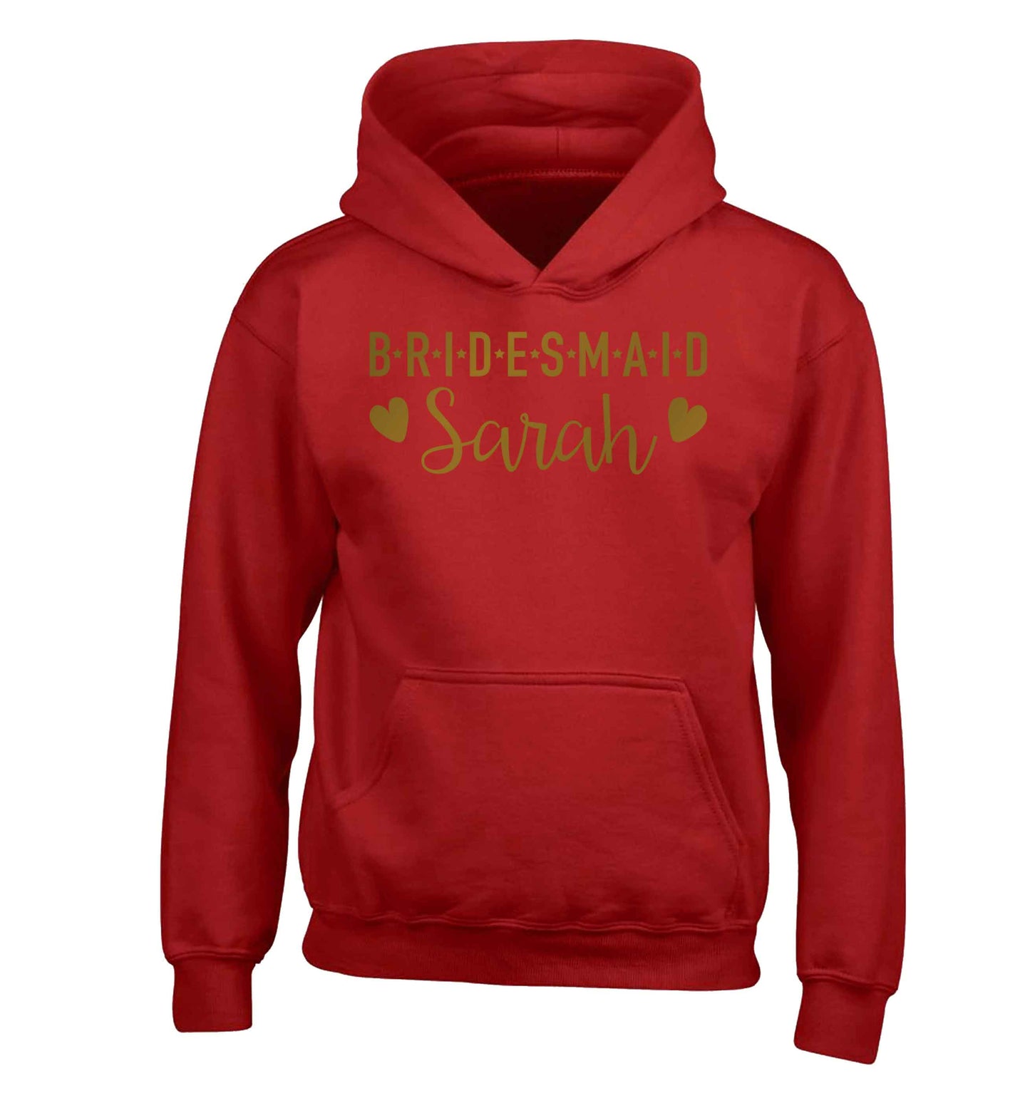 Personalised bridesmaid children's red hoodie 12-13 Years