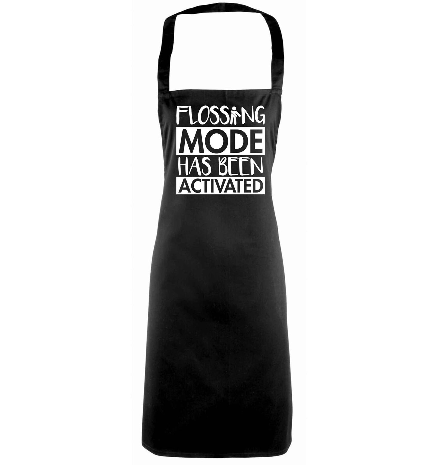 Flossing mode has been activated black apron