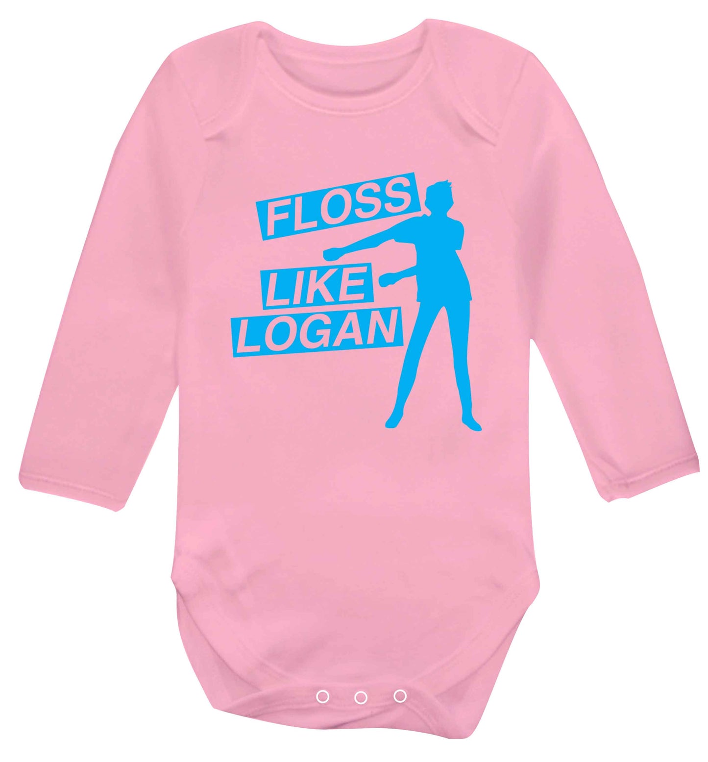 Personalised floss like (male version) Baby Vest long sleeved pale pink 6-12 months