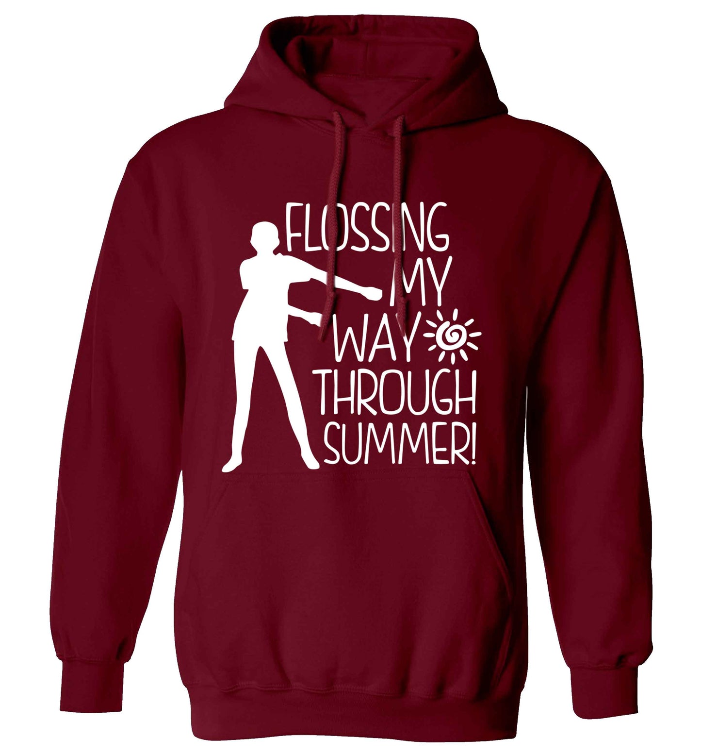 Flossing my way through summer adults unisex maroon hoodie 2XL