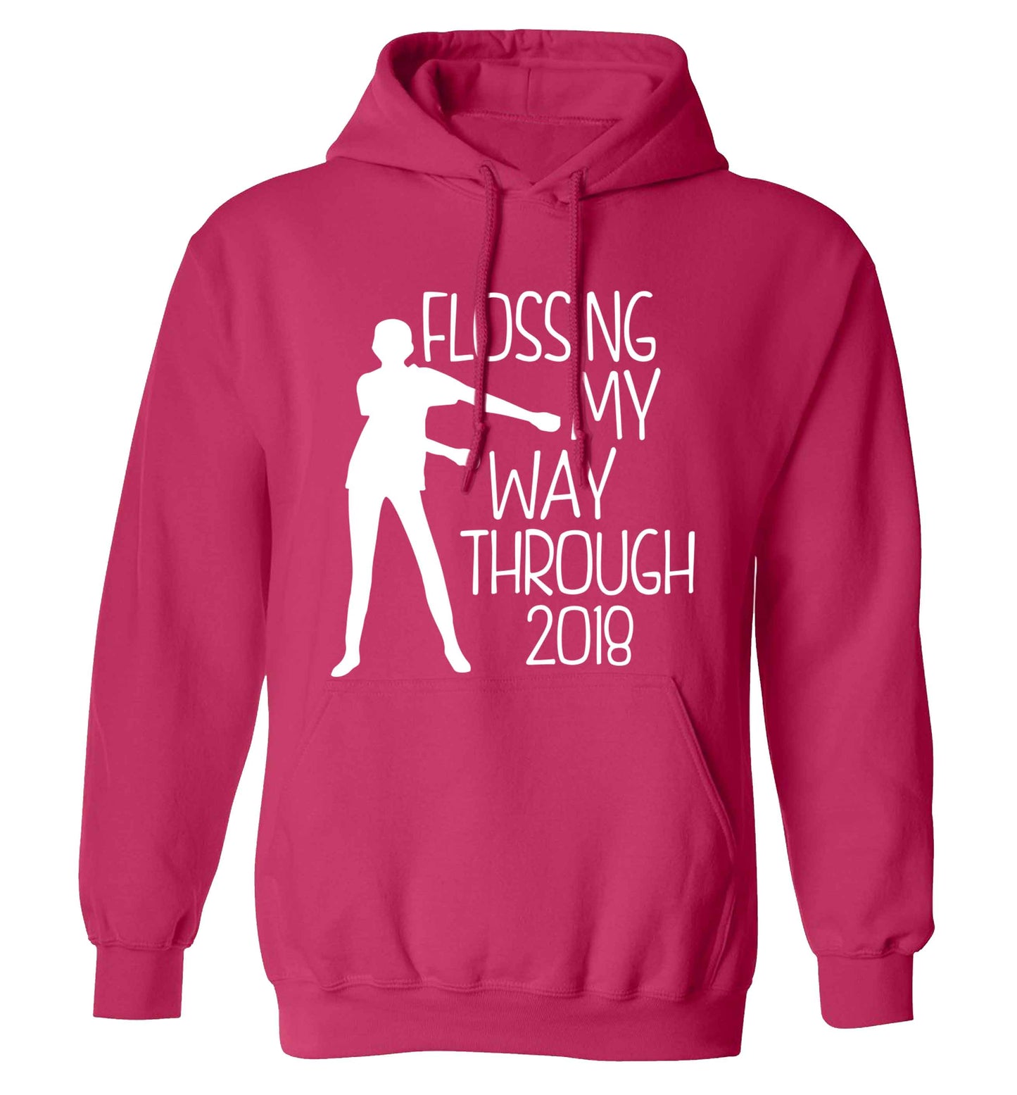 Flossing my way through 2018 adults unisex pink hoodie 2XL