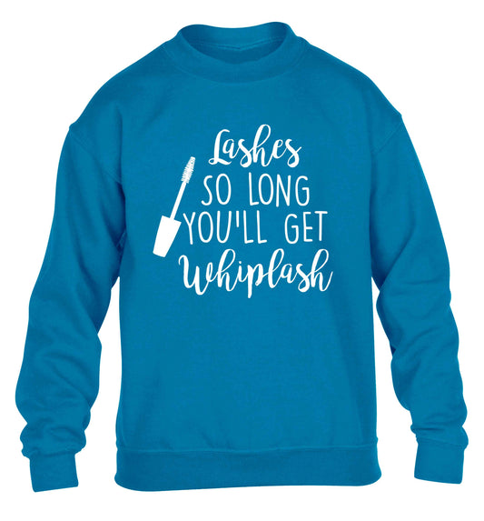 Lashes so long you'll get whiplash children's blue sweater 12-13 Years
