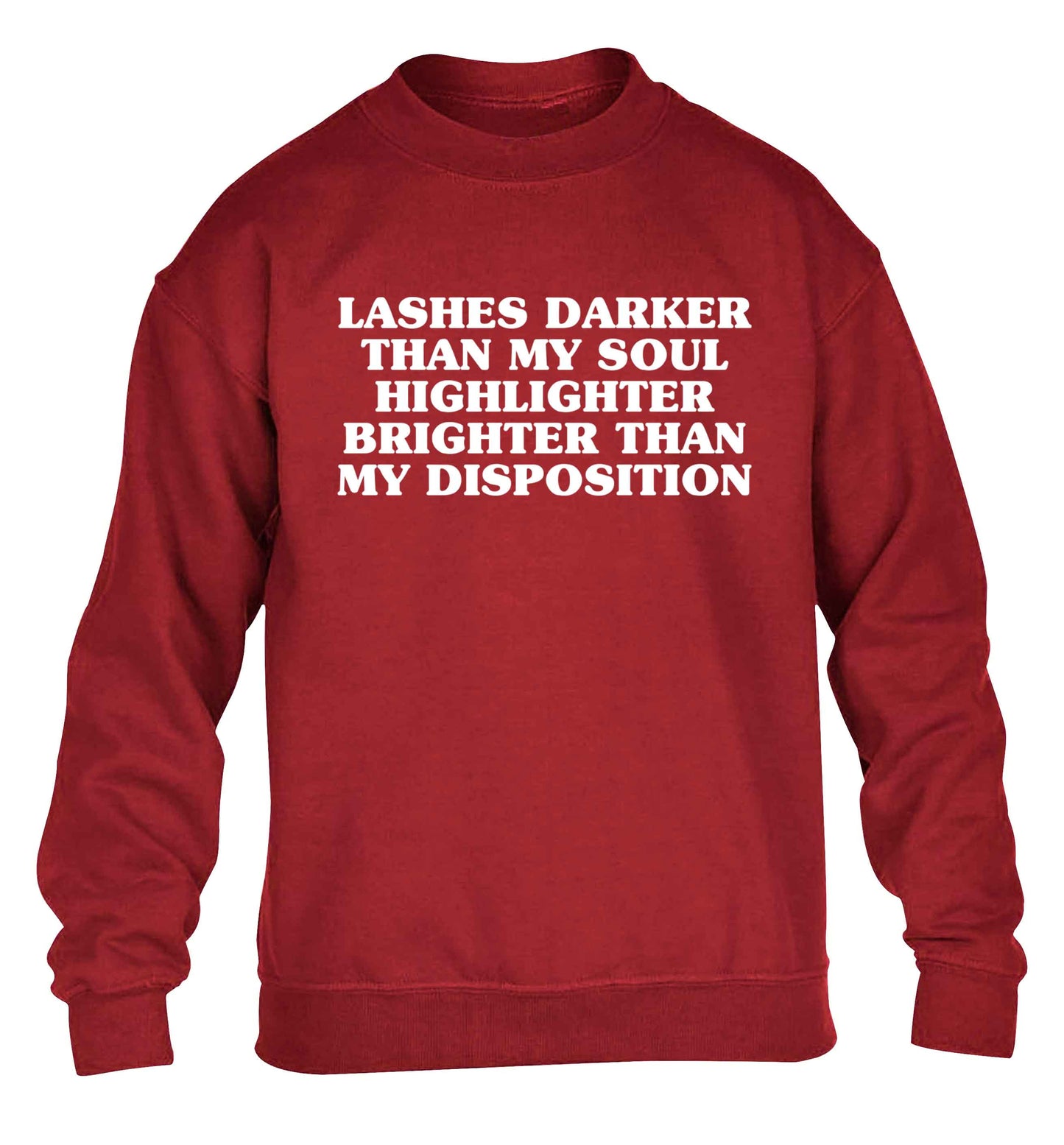 Lashes darker than my soul, highlighter brighter than my disposition children's grey sweater 12-13 Years