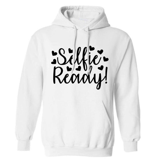 Selfie ready adults unisex white hoodie 2XL