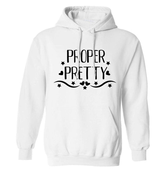 Proper pretty adults unisex white hoodie 2XL
