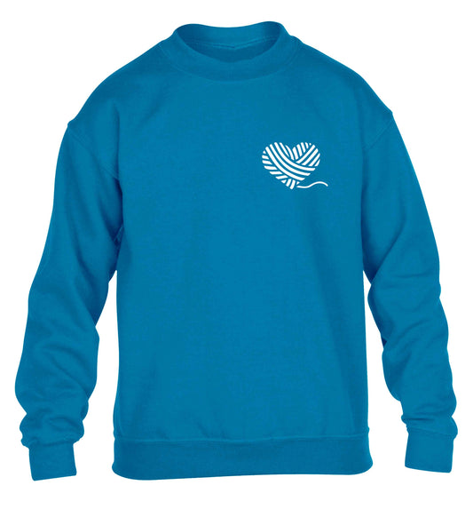 Knitted heart pocket children's blue sweater 12-13 Years