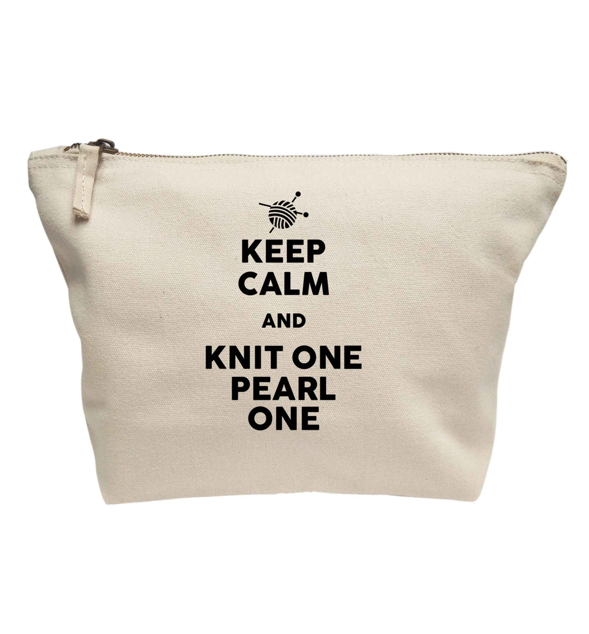 Keep calm and knit one pearl one | makeup / wash bag
