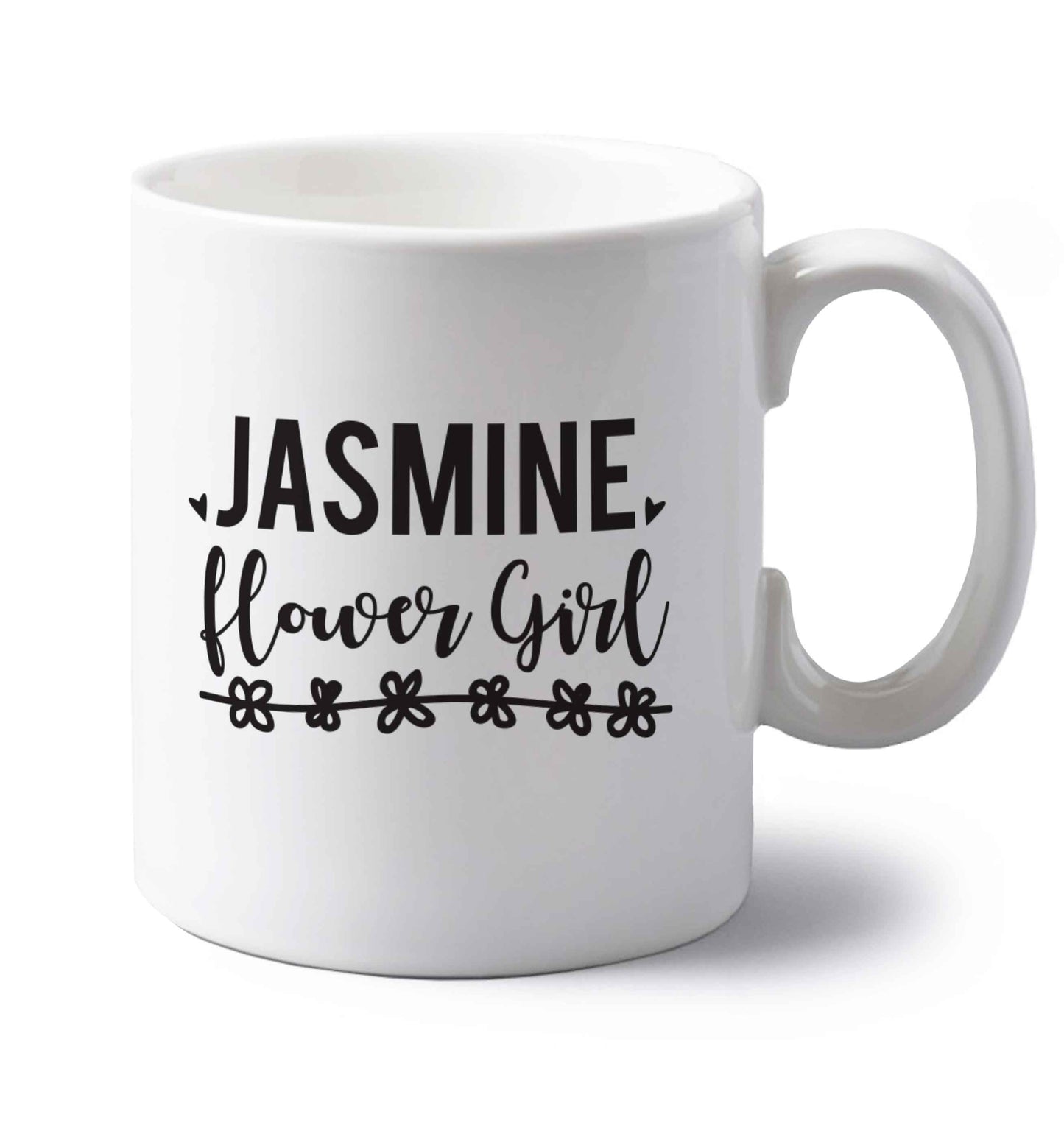 Personalised flower girl left handed white ceramic mug
