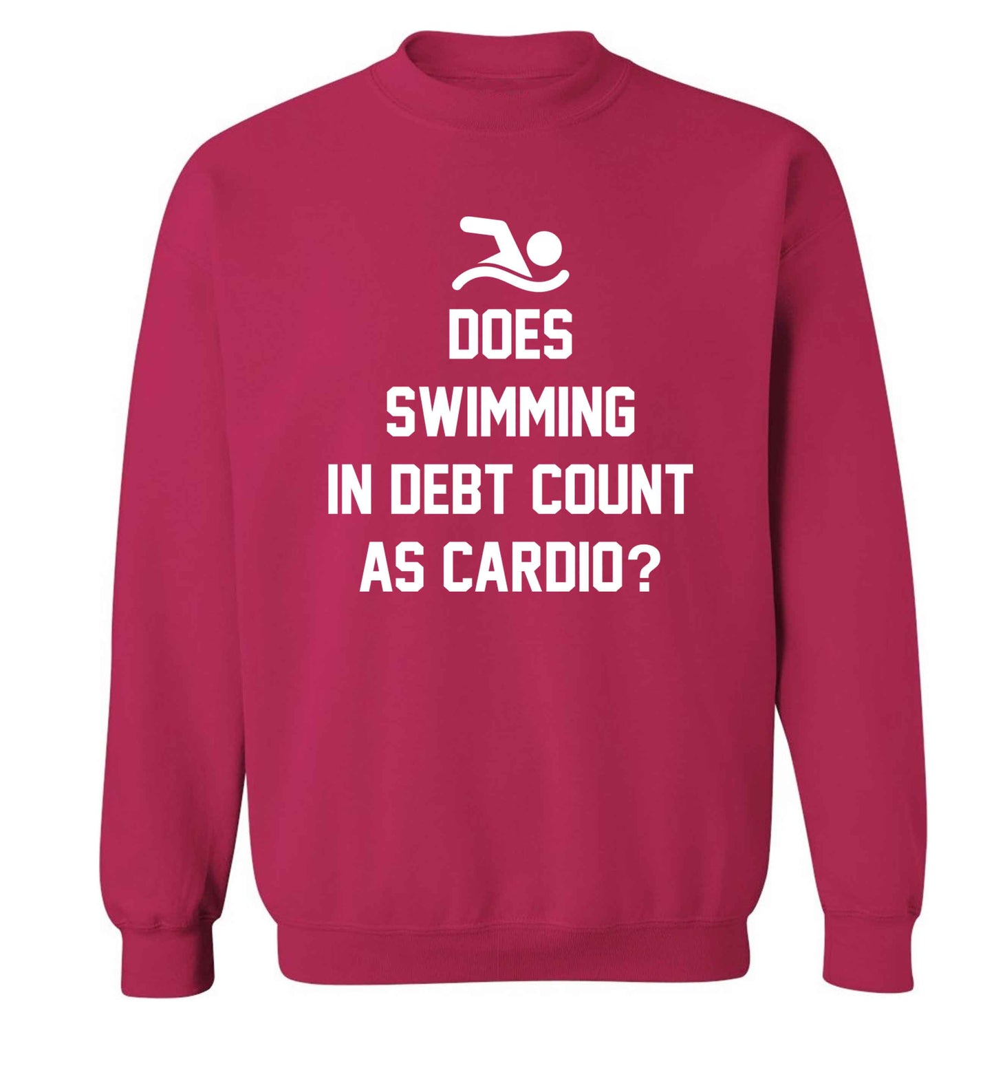 Does swimming in debt count as cardio? Adult's unisex pink Sweater 2XL