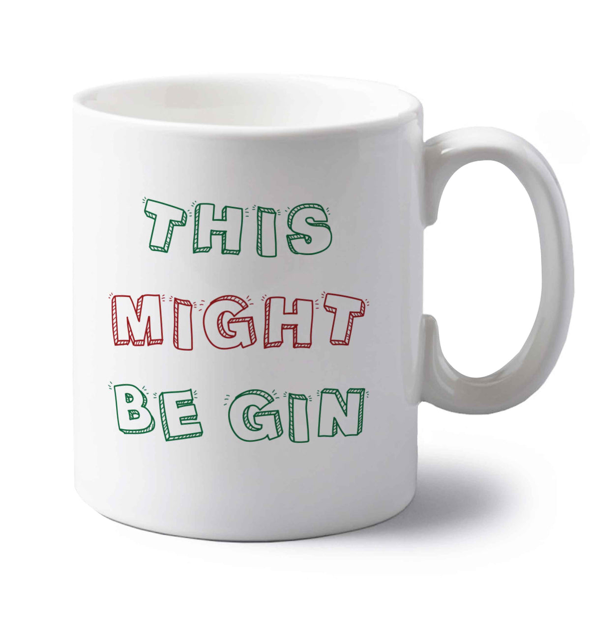 This might be gin left handed white ceramic mug