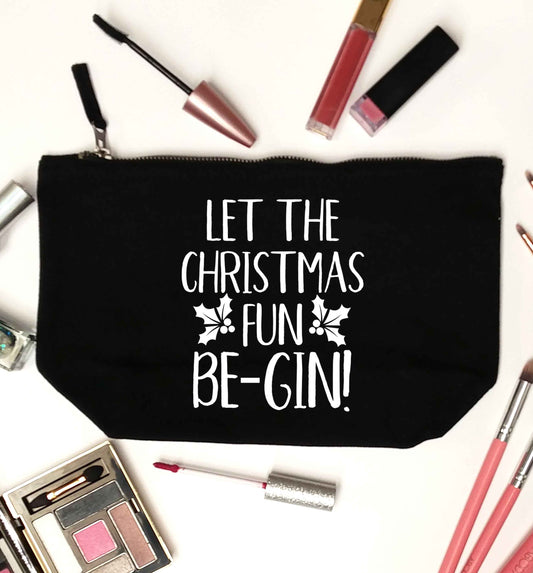 Let the christmas fun be-gin black makeup bag