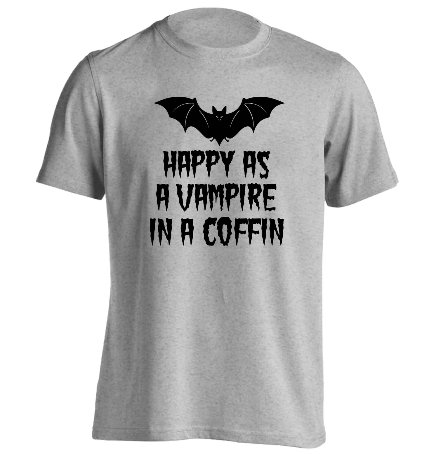 Happy as a vampire in a coffin adults unisex grey Tshirt 2XL