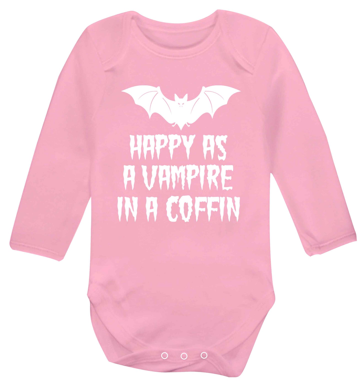 Happy as a vampire in a coffin Baby Vest long sleeved pale pink 6-12 months
