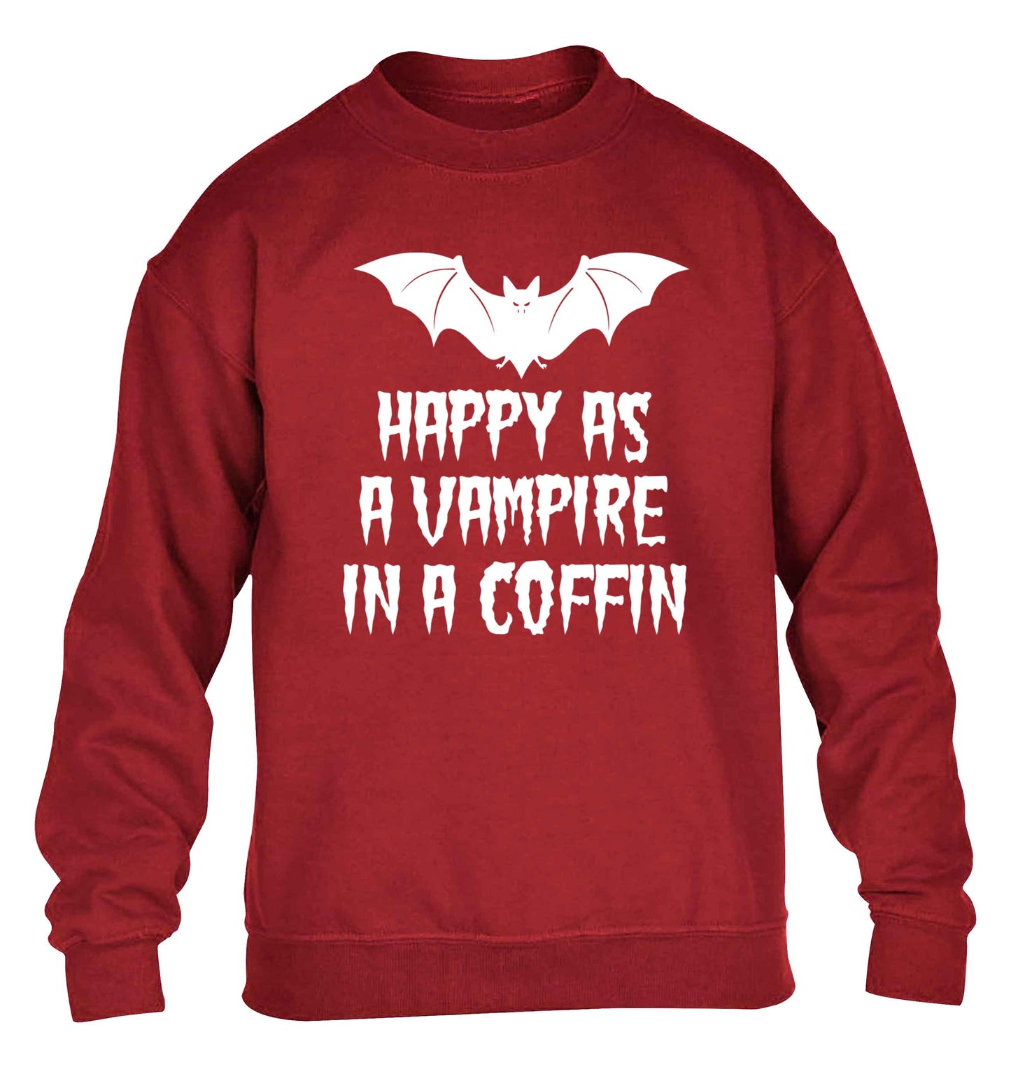 Happy as a vampire in a coffin children's grey sweater 12-13 Years